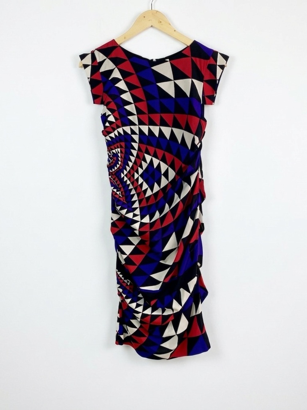 Nicole Miller Studio One Silk Geometric Ruched Sheath Dress Size‎ 6